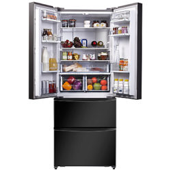 Hoover HMN7182 4-Door American Style Fridge Freezer, A+ Energy Rating, 70cm Wide Black